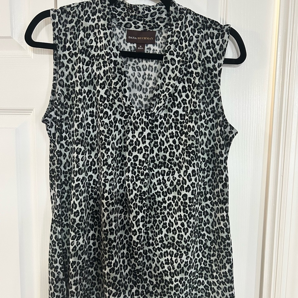 Dana Buchman Black and Gray Animal Print Top